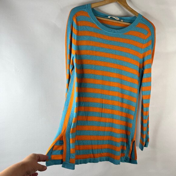 Soft Surroundings Womens Tunic Sweater Size Medium Cashmere Wool Blue Striped - Picture 4 of 9